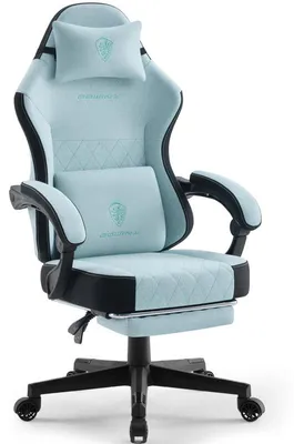 Produktbild von Gaming-Stuhl mit Fußstütze,ergonomisch,Taschenfederkissen&Massage-Lendenstütze,hohe Rückenlehne,Stoff Grün