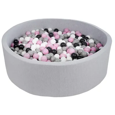 Produktbild von Bällebad für Kinder, Durchmesser ca. 125 cm, Spielplatz + 900 Bälle schwarz, weiß, pink, grau