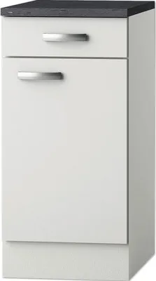 Produktbild von Optifit Unterschrank mit Schublade und Drehtür Lagos286 BxTxH 40 x 60 x 84,8 cm weiß glänzend zerlegt Anschlag reversibe