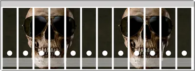 Produktbild von Wallario Ordnerrücken Sticker, selbstklebend für breite Ordner, 12 Stück, Motiv Totenschädel mit cooler Sonnenbrille