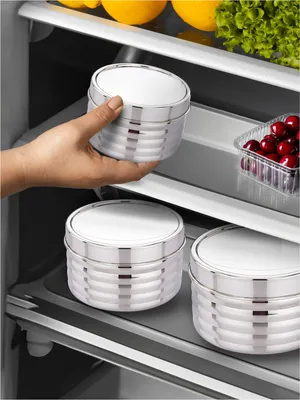 3-teiliges Glas-Vorratspott-Set mit Edelstahldeckeln