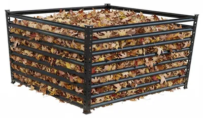 Obrázok produktu pre Kompostér Relaxdays z kovu, biokompostér do záhrady, rozmery: 90 x 120 x 120 cm, objem 1296 litrov, kompostér na lístie, výstuhy, oceľ, čierny