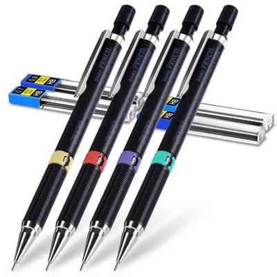 Produktbild von Druckbleistift Set 4 Stück mit 48 HB Minen 0,3/0,5/0,7/0,9mm für Schreiben und Zeichnen