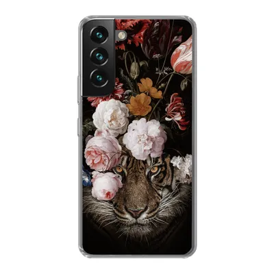 Produktbild von MuchoWow® Handyhülle Schutzhülle Hülle für Samsung Galaxy S22 Tiger - Blumen - Kunst Silikon Softcase Handy Hülle - Mobiltelefonhülle