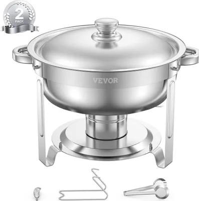 Produktbild von 5 Qt 2er-Pack Rundes Chafing Dish Buffet-Set Vollwertige Pfanne Edelstahl