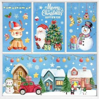 Produktbild von Weihnachtsfensterdeko selbstklebend, bunt, wiederverwendbar, 209 Stück