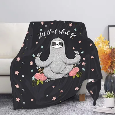 Imagen del producto de Manta de forro polar suave con estampado de perezoso