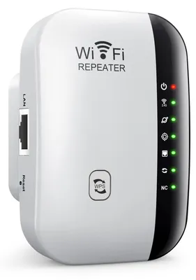 Image de 300M WiFi Repeater Wireless Signal Amplifier 7 Indicator Lights WiFi Range Extender with Ethernet Port Simple Setup Relay/AP 2 Working Modes Portable WiFi Extender Signal Extender