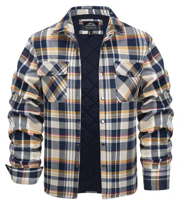Imagen del producto de Omgoods - Chaqueta de forro polar estilo leñador para hombre, de algodón y con estampado a cuadros