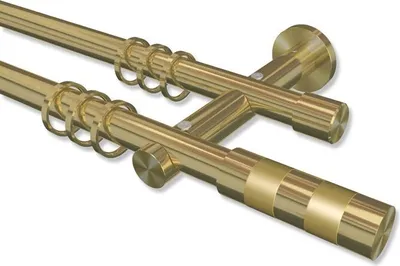 Produktbild von Interdeco Gardinenstange, Vorhangstange Messing-Optik Modell Platon Mavell, 20 mm Ø 2-läufig, 120 cm