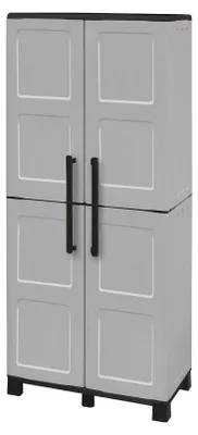 Produktbild von Dbettell-Außengarderobe, Besenschrank, 2-türiger Außenschrank, 100 %  Italy, 68 x 37 x 169 cm, Hellgrau und Schwarz, kariertes Finish