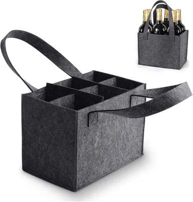 Obrázek produktu pro Skládací taška na lahve s 6 přihrádkami, rozměry 24x16x18 cm, určená pro 0,5litrové lahve – bezpečný transport pro piknik a kempování