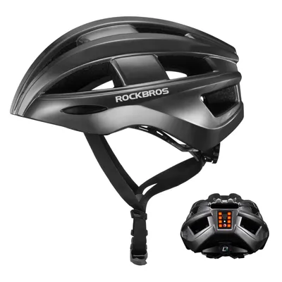 Produktbild von ROCKBROS Radhelm Fahrradhelm mit Rücklicht Belüftung Atmungsaktiv Rennradhelm Damen und Herren 55-60cm Schwarz Titan