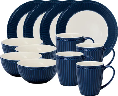 Produktbild von Greengate Alice Frühstücksset dark blue 12tlg