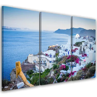Produktbild von Triptychon auf leinwand landschaften - blau 60x40 cm Feeby blau wandbild bereit zum aufhängen