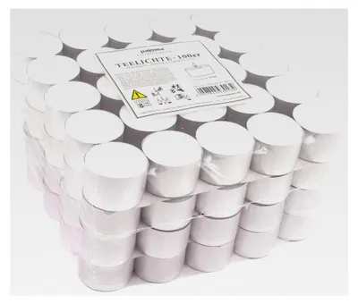 Produktbild von Teelichter, Weiß | unbeduftete Teelichter | Brenndauer: 8 Std. - 20g Wachsgewicht, 25 x 38 mm | Gastro, Hochzeit, Dekoration, Feiern, Entspannung