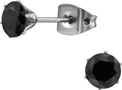 Produktbild von Titan Ohrringe Ohrstecker mit Zirkonia in verschiedenen Farben Größe - 5 mm Farbe - Schwarz