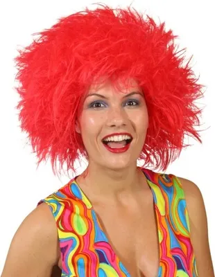 Produktbild von Struppige Haare Rote Clownsperücke Harlekin Damen Perücke Rot Karneval Pierot