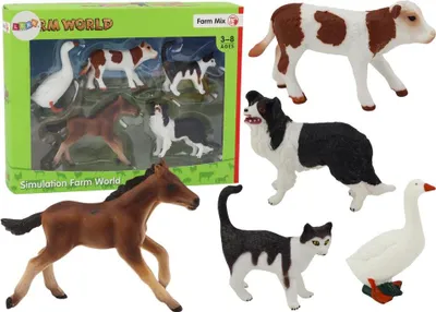 Image de Figurine animaux de la ferme 5 pièces Cheval Vache Chat Oie Chien