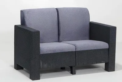 Productafbeelding van Moderne grijze 2-zits tuinbank, hoogwaardige meubels, luxe tuinmeubels