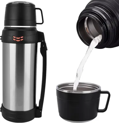 Obrázok produktu pre Termoska 2 l, nehrdzavejúca oceľ, s rukoväťou, na kempovanie