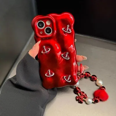 Produktbild von Rotes Schutzcover mit Armband, schokfest, weich, für iPhone