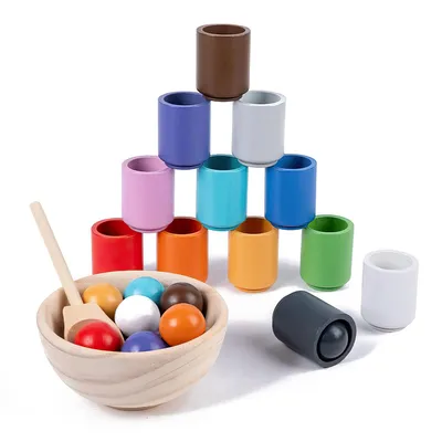 Produktbild von Sensorisches Spielzeug für Kinder und Lernspielzeug, Spiel Holzklassifikation Stapelspielzeug für Farbklassifizierung und Zählen