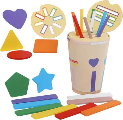 Immagine prodotto di Giochi di smistamento con forme in legno per imparare i colori, 1-3 anni; giocattoli Montessori in legno per giocare con i colori, giocattoli per lo sviluppo precoce e l'attività, giochi sensoriali e di motricità