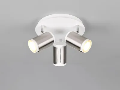 Produktbild von LED Deckenstrahler mehrflammig Weiß / Silber 3 Spots schwenkbar, rund Ø 30cm