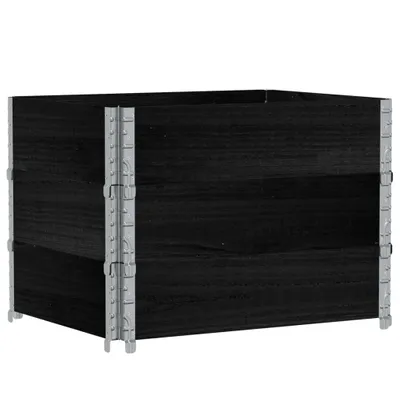 Produktbild von Paletten-Aufsatzrahmen 3 Stk. Schwarz 80x60cm Massivholz Kiefer