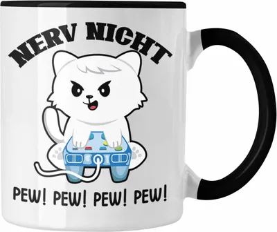 Produktbild von Trendation - Lustige Gamer Tasse Nerv Nicht Pew Pew Geschenk Zocker Lustiger Spruch Geschenkidee Jungs (Schwarz)
