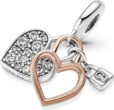 Produktbild von PandoraCharm Anhänger 780087C01 Heart Padlock Silber 925 teilweise rose vergoldet