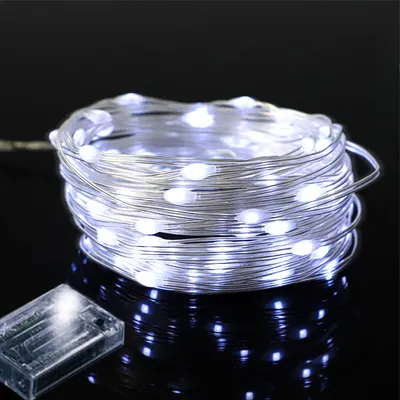 Zdjęcie produktu dla 4M ładowalne lampki choinkowe białe PVC IP65 wodoodporne lampki choinkowe LED do użytku w ogrodzie, świąteczne oświetlenie dekoracyjne, tryb światła ciągłego