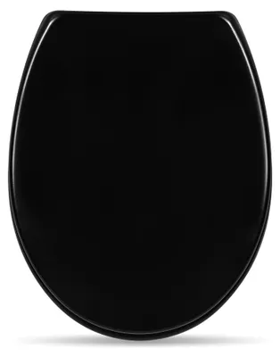 Produktbild von Peviasot Toilettendeckel WC-Sitz Klodeckel mit SoftClose Absenkautomatik, aus Harnstoff-Duroplast, einfache Montage, hohe Stabilität, Universal Oval WC-Sitz, Matt Schwarz Einfarbig