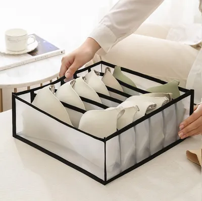 Produktbild von Kleiderschrank Organizer 6 Fächer für Unterwäsche - schwarz