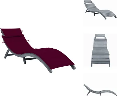 Immagine prodotto di vidaXL Lettino con cuscino grigio in legno massiccio di acacia - Lettini prendisole