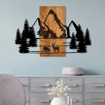 Produktbild von Wallity, Natural Habitat, Wanddeko, Nussbaum, Metall, 57 x 88 cm