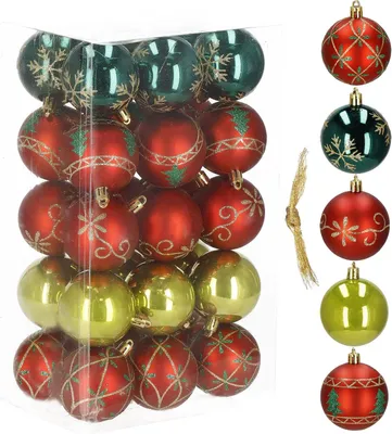 Obrázok produktu pre Plastové vianočné gule, priemer 6 cm, 30 kusov, vhodné na vianočný stromček