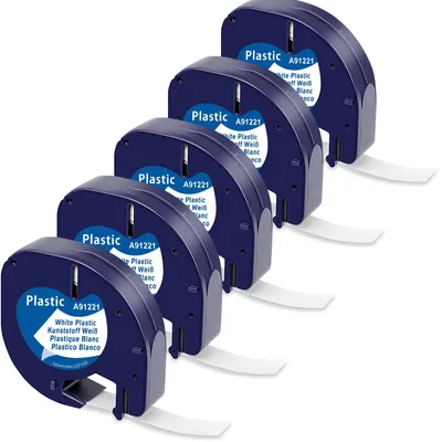 Produktbild von MarkField 5er-Pack kompatibles Etikettenband für Dymo, 12 mm x 4 m