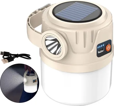Produktbild von solar campinglaterne, handlampe, cob & xte, 6 lichtmodi, type-c & solar ladung, outdoor zelt lampe, portable, regenfest, langlebiger akku