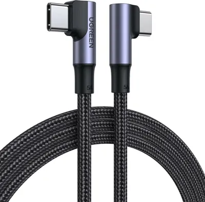 Produktbild von Ugreen abgewinkeltes USB Type C Kabel - USB Type C Quick Charge Power Delivery 100 W 5 A 2 m schwarz (US335 70698)