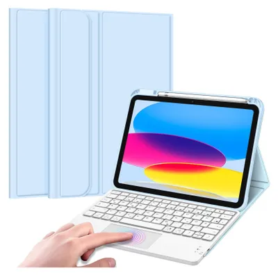 Produktbild von Fintie Tastatur Hülle für iPad 11. Generation 2025 11", iPad 10. Generation 2022 10.9" Schutzhülle mit magnetisch Abnehmbarer Deutscher Tastatur und Touchpad Keyboard mit QWERTZ Layout, Himmelblau