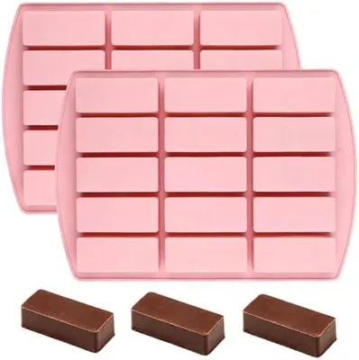 Produktbild von Müsliriegel Backform Silikon, 2 Stück Schokoladenform Silikon 15 Mulden, Silikonformen Rechteckig für Trüffel Ganache Brownie Cornbrot Käsekuchen und Seife
