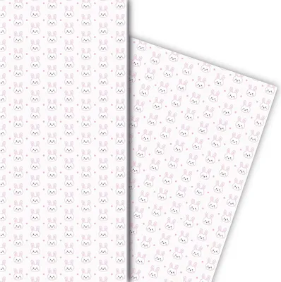 Produktbild von Niedliches Baby Geschenkpapier mit kleinen Häschen auf weiß - G7679, 32 x 48cm