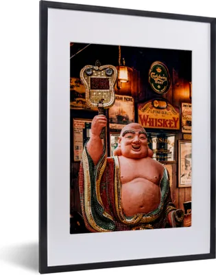 Produktbild von MuchoWow® MuchoWow® Gerahmtes Poster Buddha - Bild - Bar 30x40 cm - Poster mit zchwarzem Bilderrahmen - Wandposter Schlafzimmer