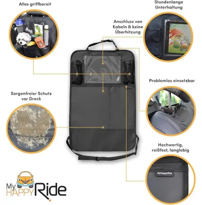 Zdjęcie produktu dla MyHappyRide Ochraniacz oparcia samochodowego,  zestaw 2 sztuk – z kieszeniami na zabawki itp.