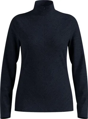 Dunkelblauer Damen Mid Layer mit Halbreißverschluss und feiner diagonaler Struktur von Odlo
