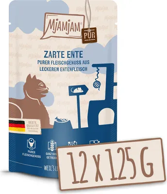 Image de MjAMjAM - Quetschieschie - 12x125g canard pur Nourriture humide pour chats Alimentation complète