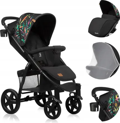 Produktbild von Sportwagen bis 22Kg mit Moskitonetz, Eva-Rädern, XXL-Verdeck, 5-Punkt-Gurten Lionelo