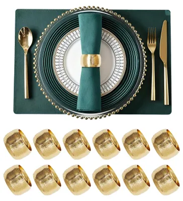 Serviettenringe Gold, 12 Stück, Metall, Ø 4,6 cm